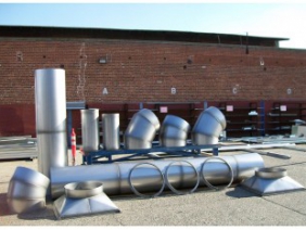 Exposed 14 ga. Stainless Steel Duct with Welded rings